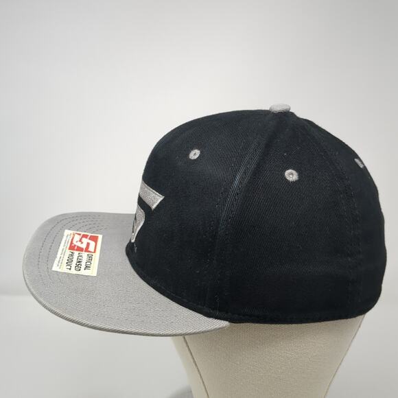 Snap On Fitted Baseball Cap Black One Size Embroidered Vented Holes Wild Impact - Picture 3 of 9